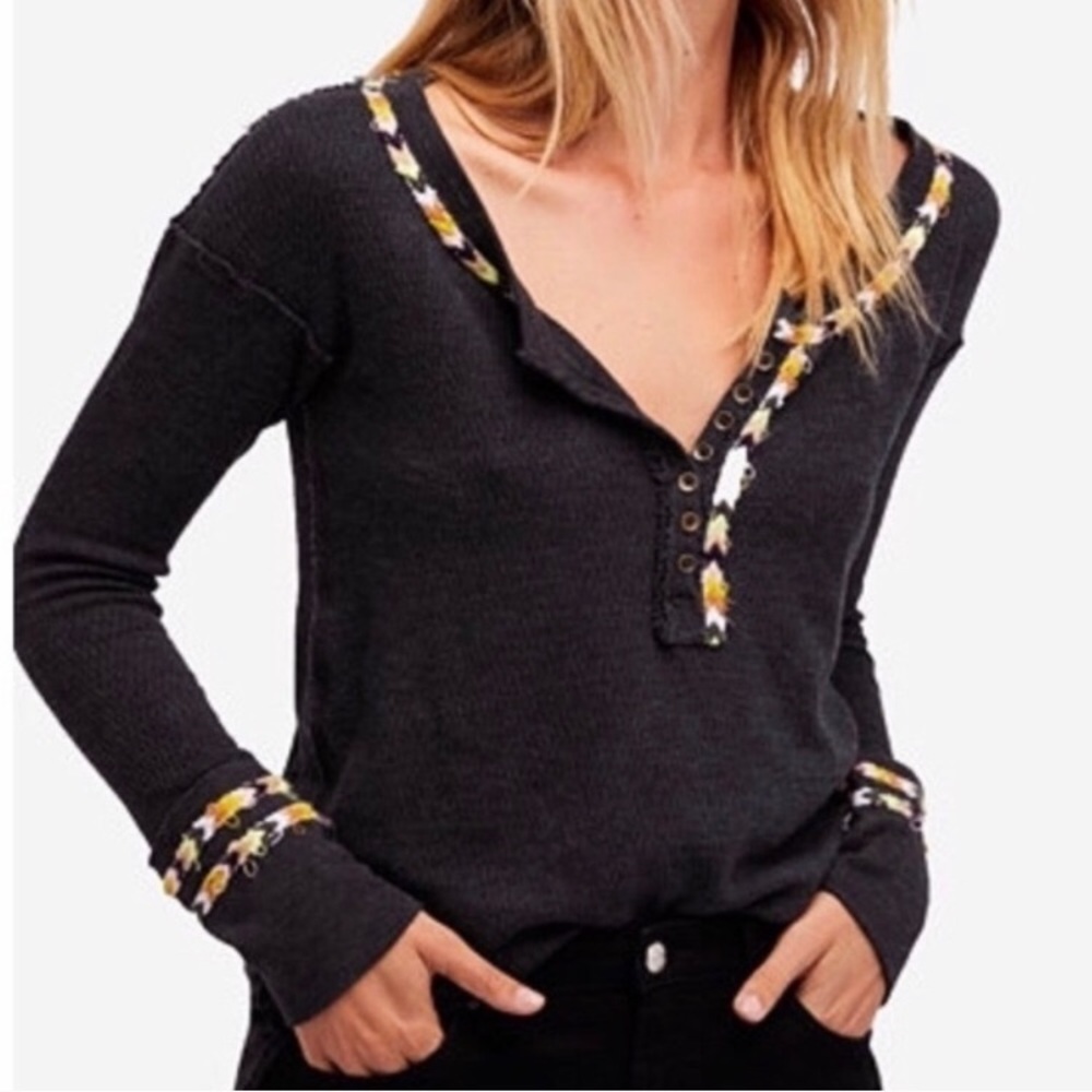 Free People Rainbow Thermal In Black Size S